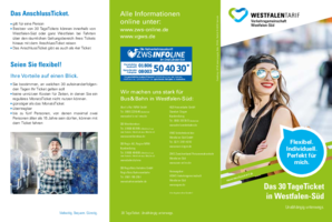 Flyer 30 TageTicket in Westfalen-Süd